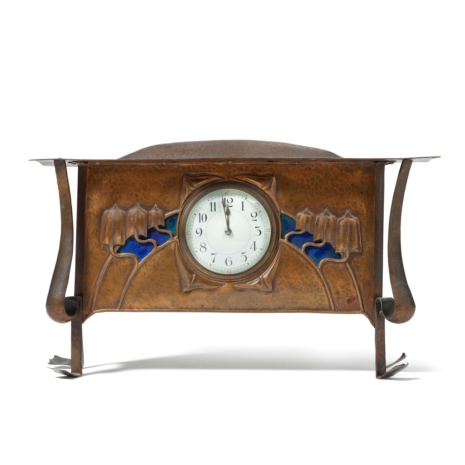 GEORGE WALTON; ATTRIBUTED TO (1867-1933) Mantel Clock circa 1900for Goodyers, copper and enamel,... (1 of 1)