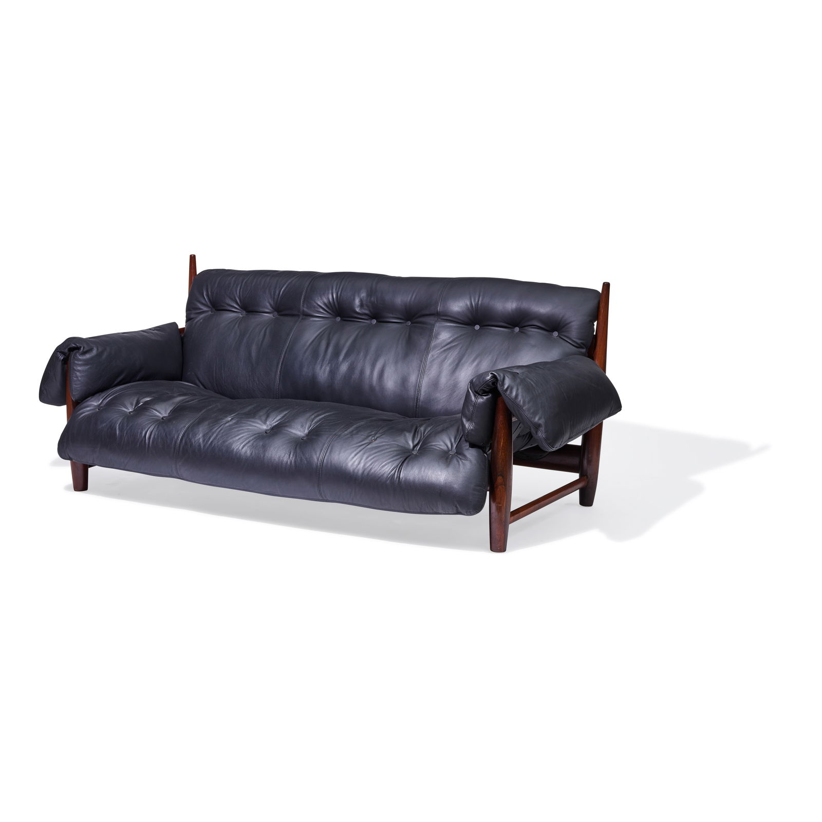 SERGIO RODRIGUES (1927-2014) Mole Sofadesigned 1957rosewood, black leatherheight 29 1/4in (74.3c... (1 of 2)