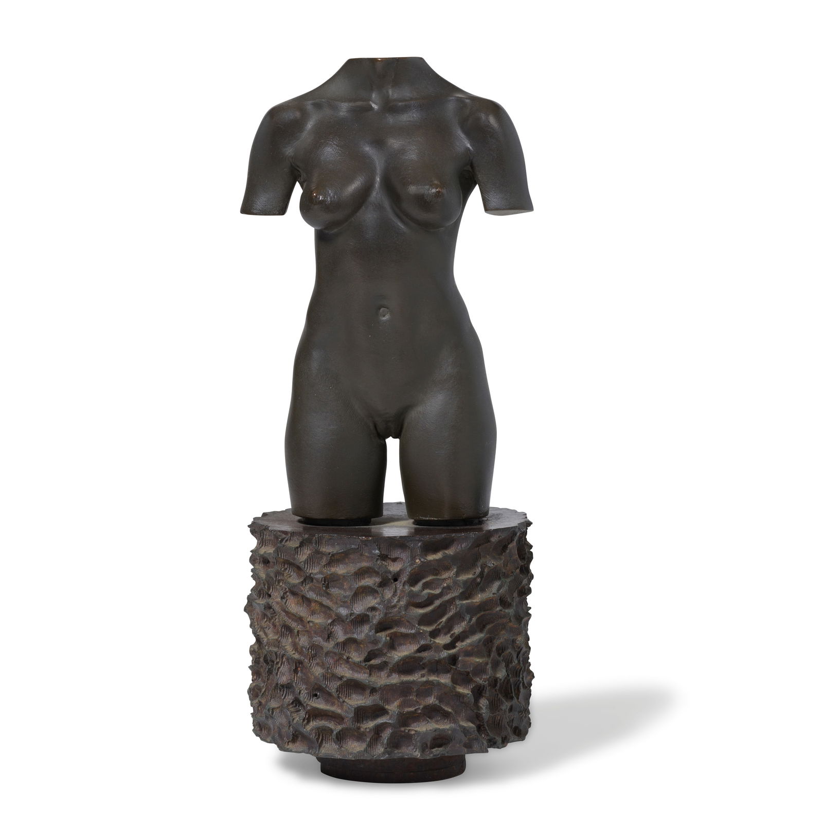 ROBERT GRAHAM (1938-2008) MOCA Torso1992-1995for MOCA editions, Los Angeles, patinated bronze, s...: ROBERT GRAHAM (1938-2008) MOCA Torso 1992-1995 for MOCA editions, Los Angeles, patinated bronze, signed 'R. Graham' and 'Guardado A' on underside of base height 11in (28cm); diameter of base 4 3/4in (