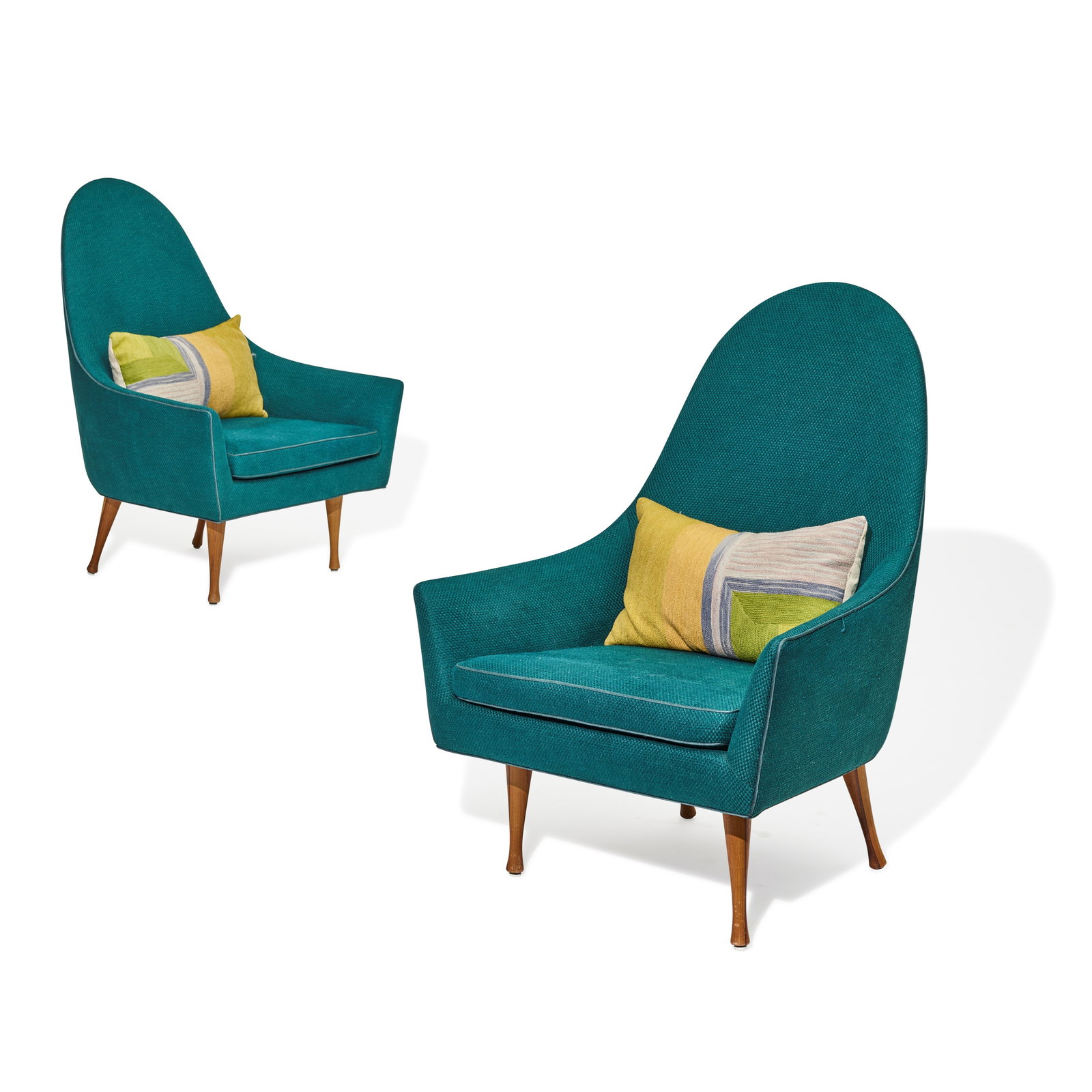 PAUL MCCOBB (1917-1969) Pair of Symmetric Group Chairs1950sfor Widdicomb, walnut, upholsteryheig... (1 of 2)