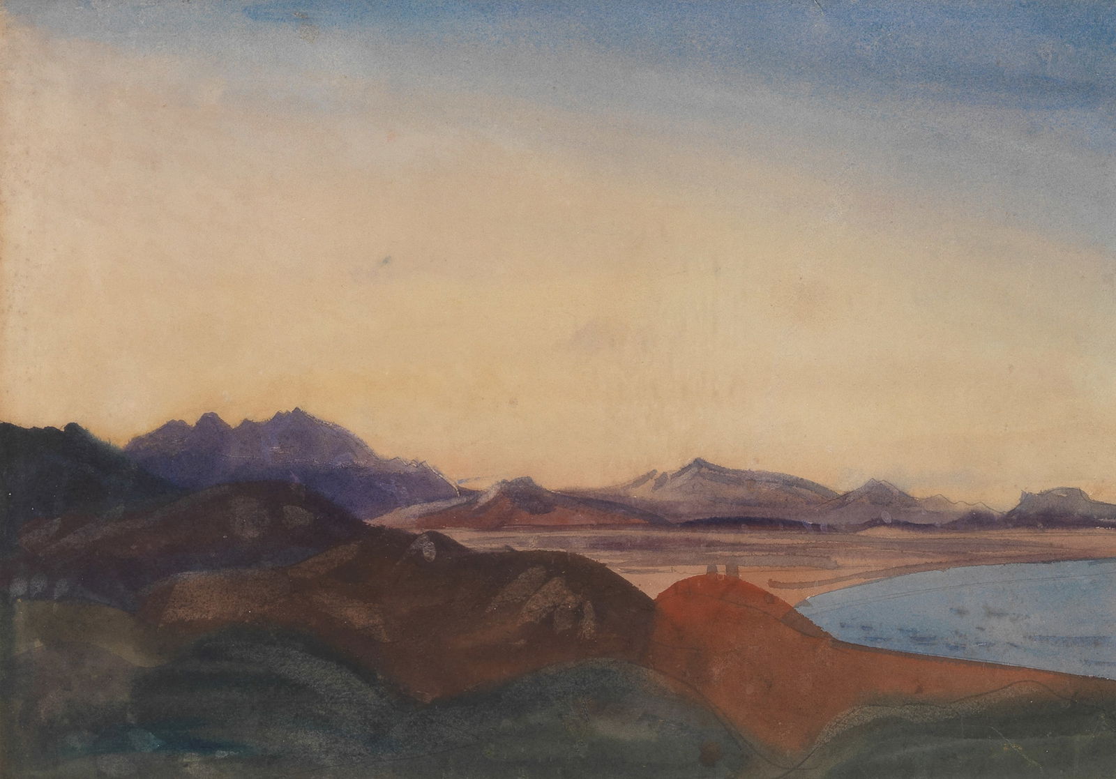 James Dickson Innes (British, 1887-1914) Canigou from Collioure, Sunset (Painted circa 1912) (1 of 1)