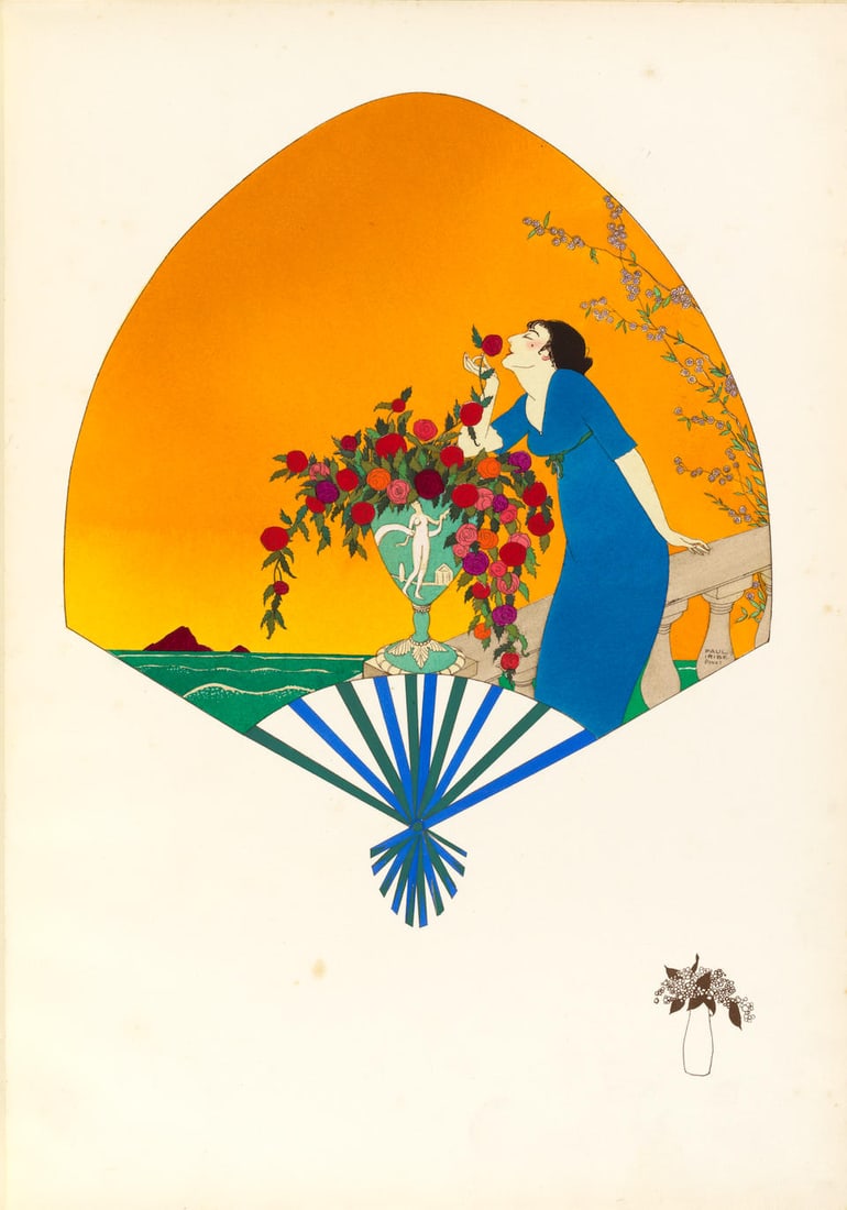 POCHOIR FASHION ILLUSTRATIONS. IRIBE, PAUL; GEORGE BARBIER and GEORGES LEPAPE. L'éventail e... (1 of 4)