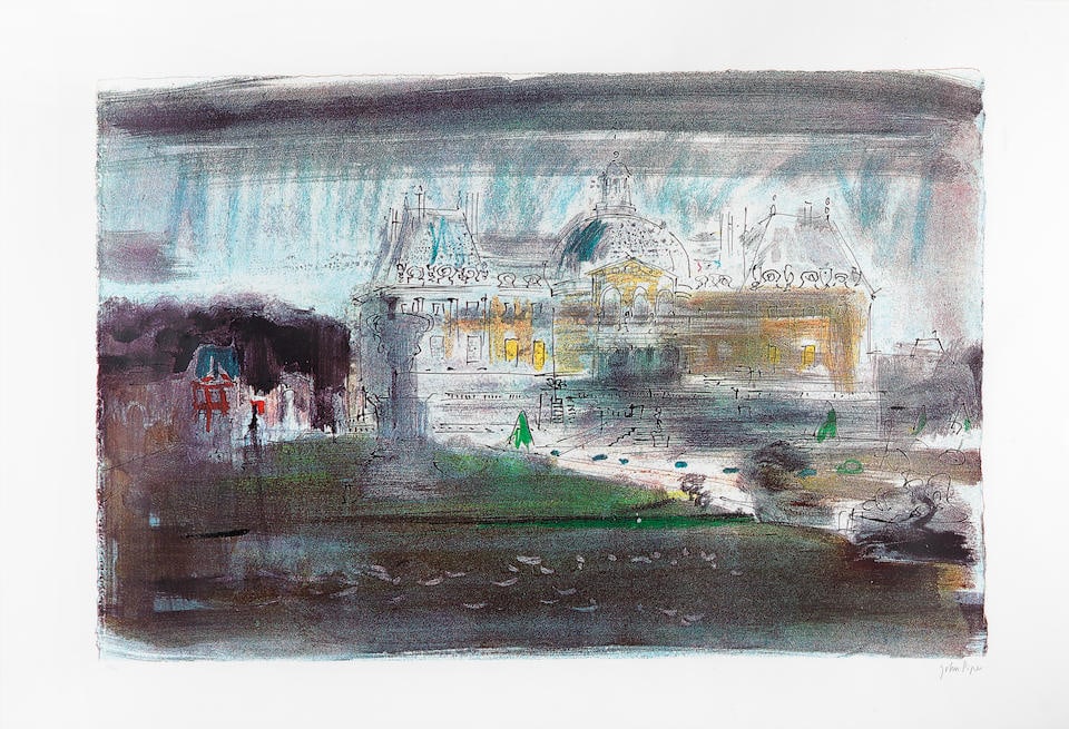 John Piper C.H. (British, 1903-1992) Vaux-le-Vicomte Screenprint in colours, 1972, on Arches wov...: John Piper C.H. (British, 1903-1992) Vaux-le-Vicomte (Levinson 208) Screenprint in colours, 1972, on Arches wove paper, signed and numbered 41/70 in pencil (there were also ten artist's proofs), print