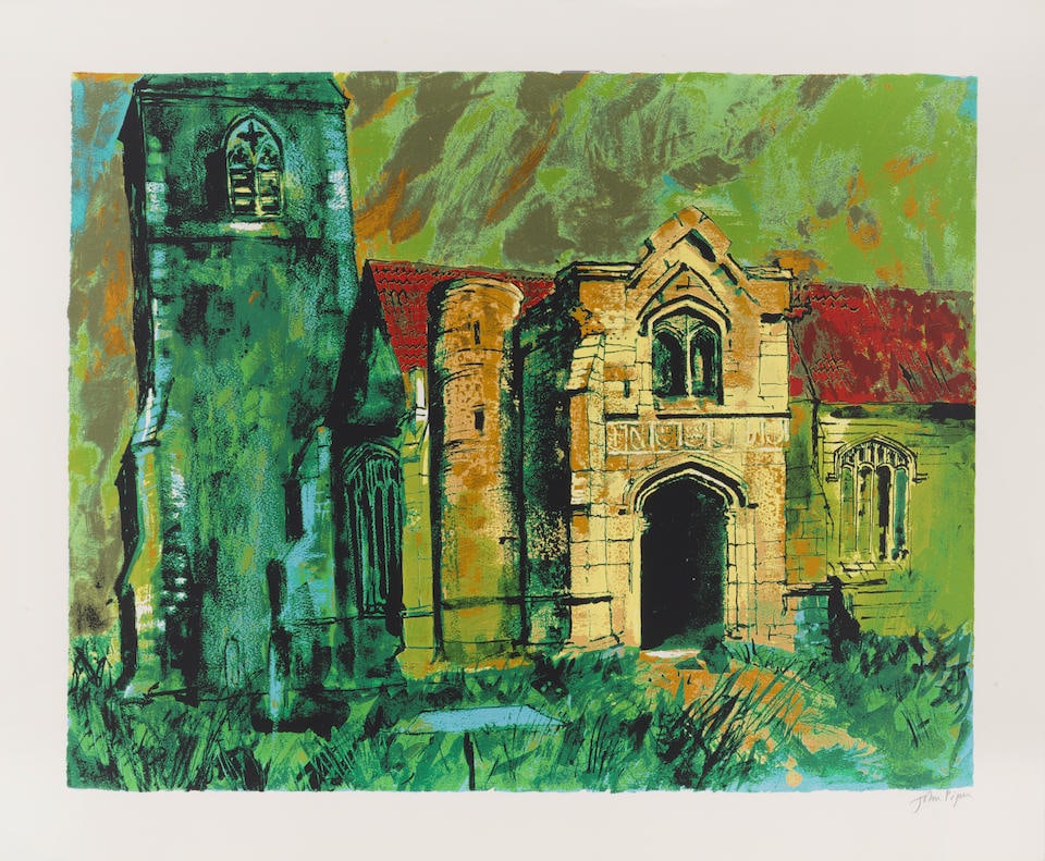 John Piper C.H. (British, 1903-1992) Holme, Nottinghamshire Screenprint in colours, 1985, on Arc...: John Piper C.H. (British, 1903-1992) Holme, Nottinghamshire (Levinson 373) Screenprint in colours, 1985, on Arches wove paper, signed in pencil, a proof aside from the numbered edition of 75, printed