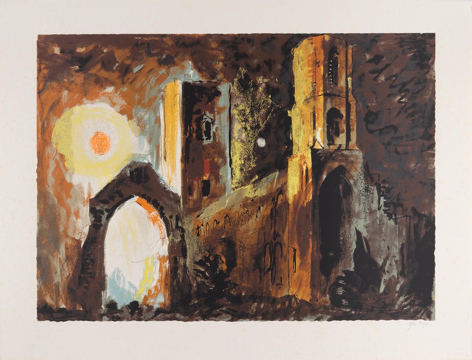 John Piper C.H. (British, 1903-1992) Wymondham, Norfolk Screenprint in colours, 1981, on wove pa...: John Piper C.H. (British, 1903-1992) Wymondham, Norfolk (Levinson 324) Screenprint in colours, 1981, on wove paper, signed in pencil, a proof aside from the numbered edition of 70, printed by Kelpra S