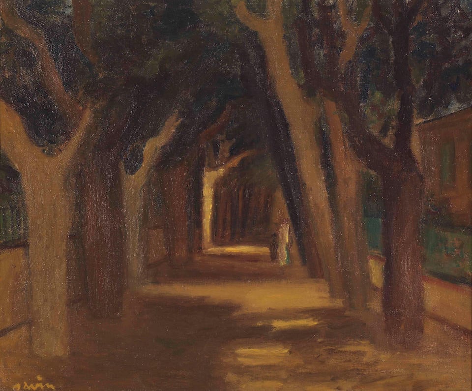 MAURICE LOUIS SAVIN (1894-1973) Route de Reynier (Var) (): MAURICE LOUIS SAVIN (1894-1973) Route de Reynier (Var) signed 'Savin' (lower left); signed and inscribed 'Maurice Savin 9 rue Pauly Paris XIV route de Reynier (Var)' (on the reverse) oil on canvas 46