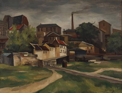 RENÉ DUREY (1890-1959) Les abords de l'usine (): RENÉ DUREY (1890-1959) Les abords de l'usine signed 'René Durey' (lower right) oil on canvas 50 x 65cm (19 11/16 x 25 9/16in). Footnotes: Provenance Private collection, Belgium. Private c