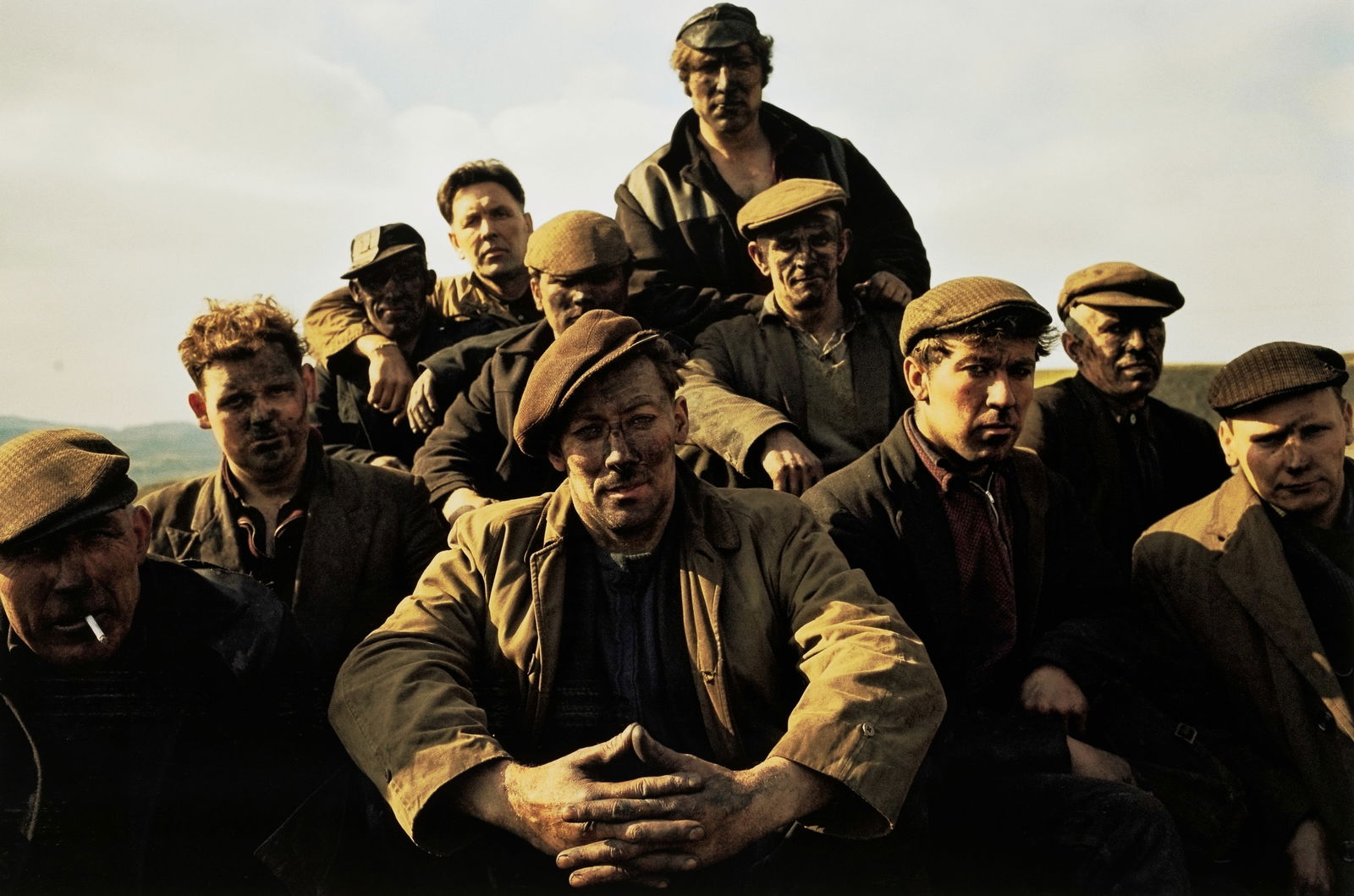 Bruce Davidson (born 1933); Wales (Group of Miners);: Bruce Davidson (born 1933) Wales (Group of Miners), 1965 Archival pigment print, printed later; mounted, signed in ink on a label affixed to the reverse, framed, a Howard Greenberg Gallery label on th