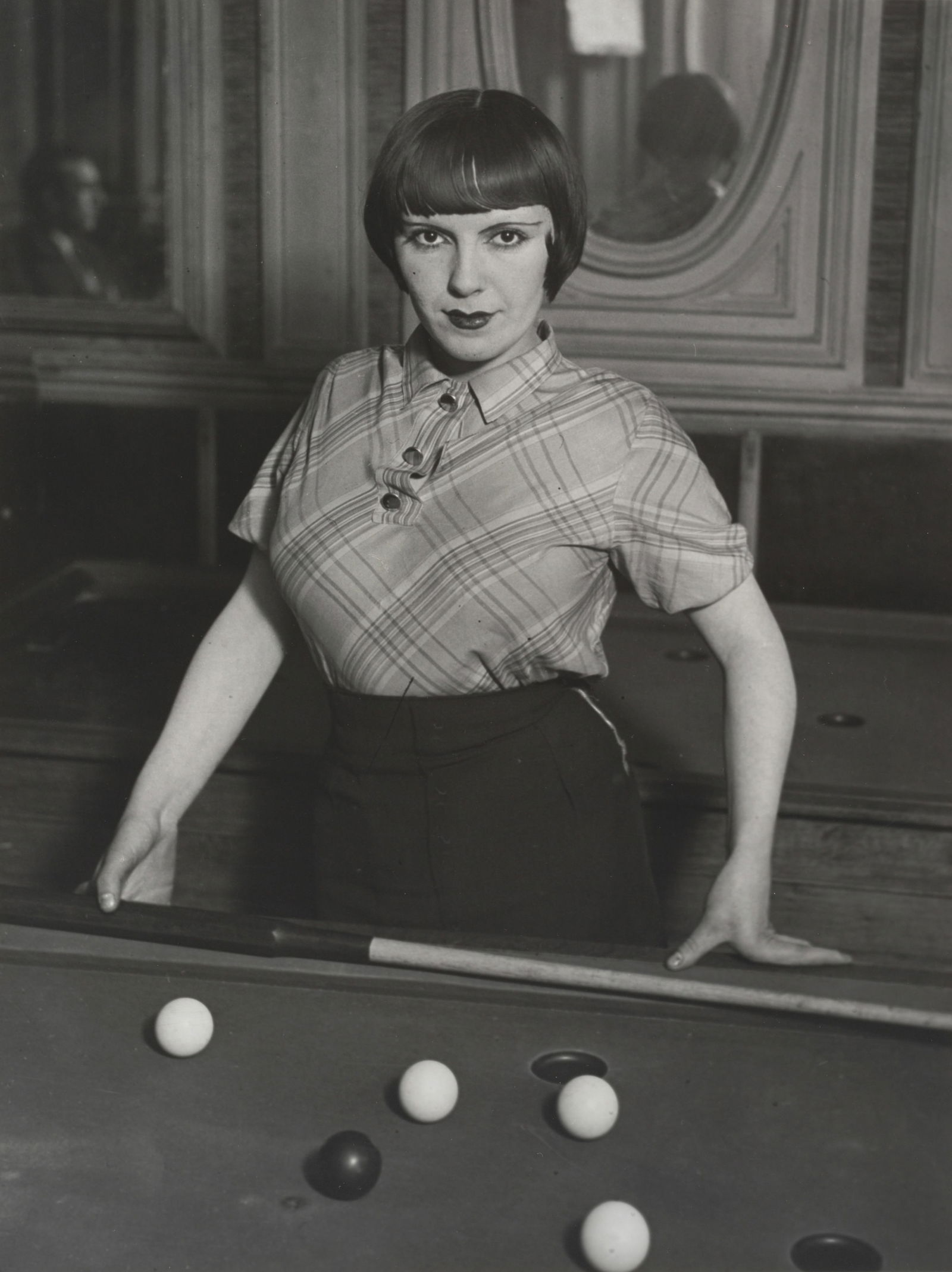 Brassaï (1899-1984); 'La fille au billard russe' (Prostitute Playing Russian Billiards, Bo...: Brassaï (1899-1984) 'La fille au billard russe' (Prostitute Playing Russian Billiards, Boulevard Rochechouart, Montmartre), 1932 Gelatin silver print, printed c. 1975; signed in ink in the margin