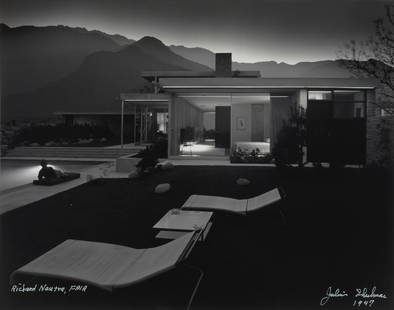 Julius Shulman (1910-2009); Kaufmann House, Palm Springs, Richard Neutra, Architect;: Julius Shulman (1910-2009) Kaufmann House, Palm Springs, Richard Neutra, Architect, 1947 Gelatin silver print, printed later; signed, dated, and annotated 'Richard Neutra, FAIA' in white ink on the im