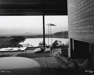 Julius Shulman (1910-2009); 'Richard Neutra, Kramer Residence';: Julius Shulman (1910-2009) 'Richard Neutra, Kramer Residence', 1953 Gelatin silver print, printed later; signed and annotated 'Richard J. Neutra' in white ink and dated in metallic silver ink on the i