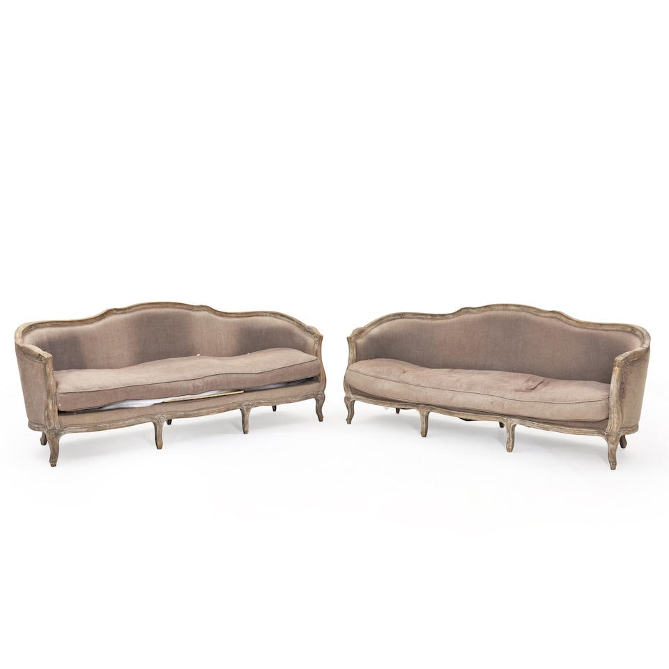 PAIR OF LOUIS XV-STYLE FRENCH COUNTRY SOFAS (1 of 1)