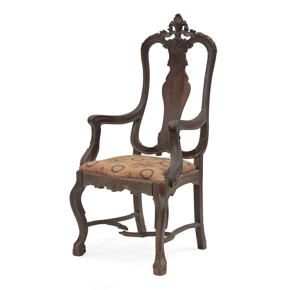 PORTUGUESE COLONIAL BAROQUE OPEN ARMCHAIR (1 of 1)