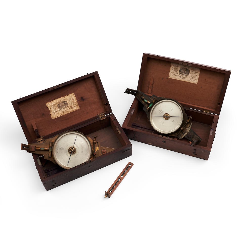 Two W. & L.E. Gurley Surveyor's Vernier Compasses, Troy, New York, (1 of 1)