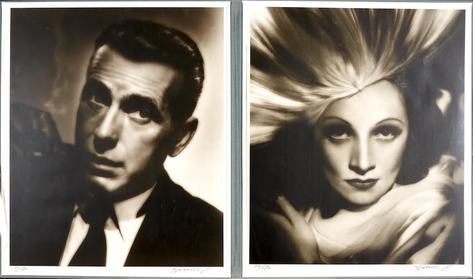 GEORGE HURRELL (1904-1991) MARLENE DIETRICH AND HUMPHREY BOGART PORTFOLIO: GEORGE HURRELL (1904-1991) MARLENE DIETRICH AND HUMPHREY BOGART PORTFOLIO • Circa 1930s-1940s • Two gelatin silver prints; each numbered and signed '72/190...Hurrell' in ink on the lower m