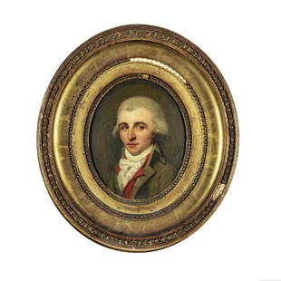 Henri-Pierre Danloux (Paris 1753-1809) Portrait de Cammille Desmoulins: Henri-Pierre Danloux (Paris 1753-1809) Portrait de Cammille Desmoulins porte une inscription 'Camille Desmoulins par Danloux P.' (au revers) huile sur carton, ovale bears an inscription 'Camille Desmo