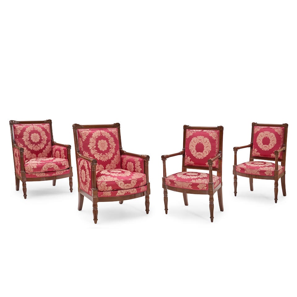 Suite of Four Louis-Philippe Upholstered Mahogany Armchairs, Jacob-Desmalter (1803-13), Paris, F... (1 of 3)