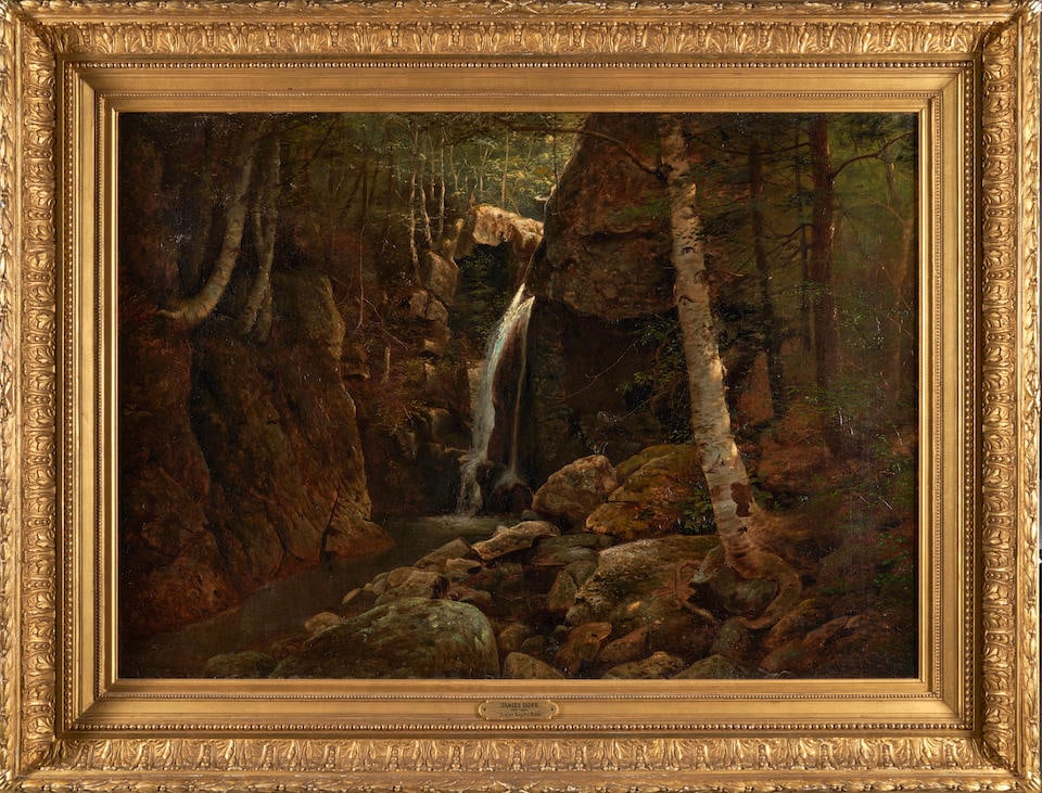 JAMES HOPE (American, 1818-1892) Major Rogers Bath in the White Mountains, New Hampshire framed ... (1 of 4)