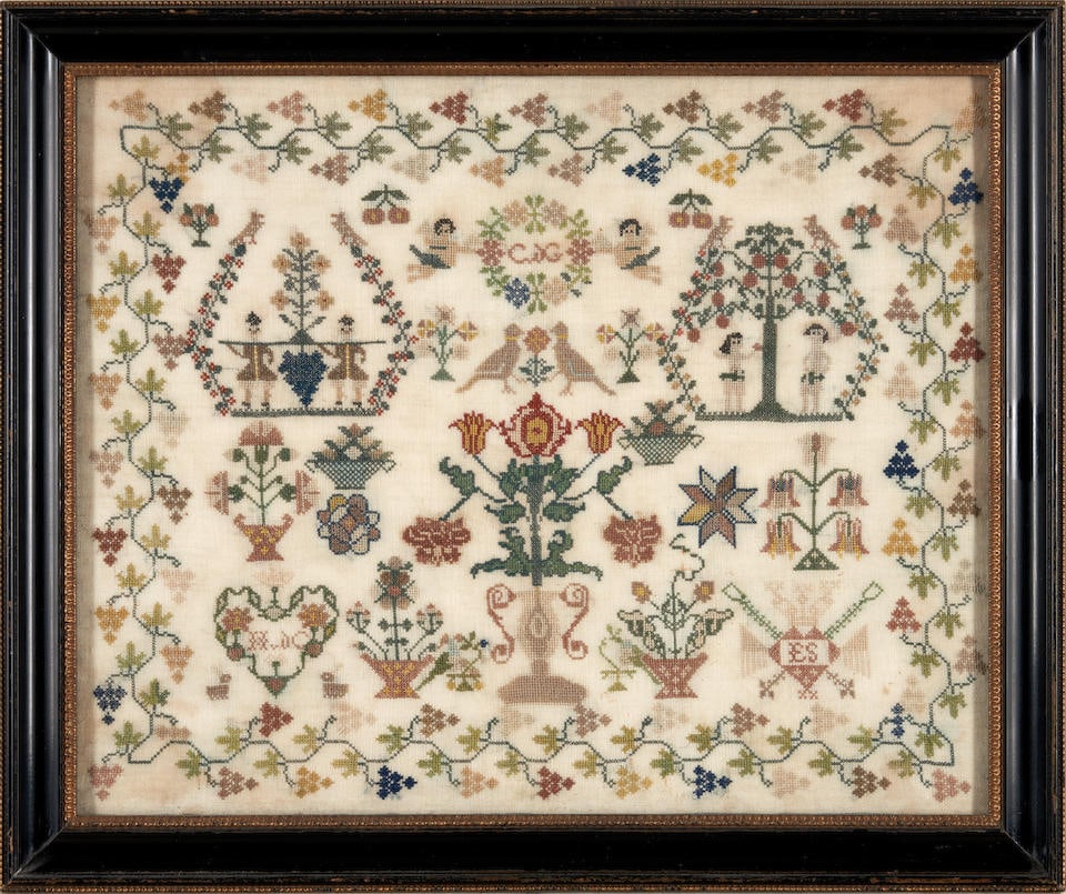 Dutch Monogrammed Needlework Sampler, probably the Netherlands, c. 1800. (1 of 2)