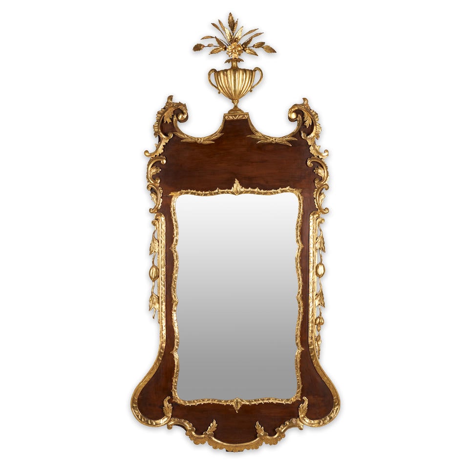 'Rector Elisha Williams' Parcel-gilt and Walnut-veneered Mirror, London, England, c. 1745. (1 of 2)