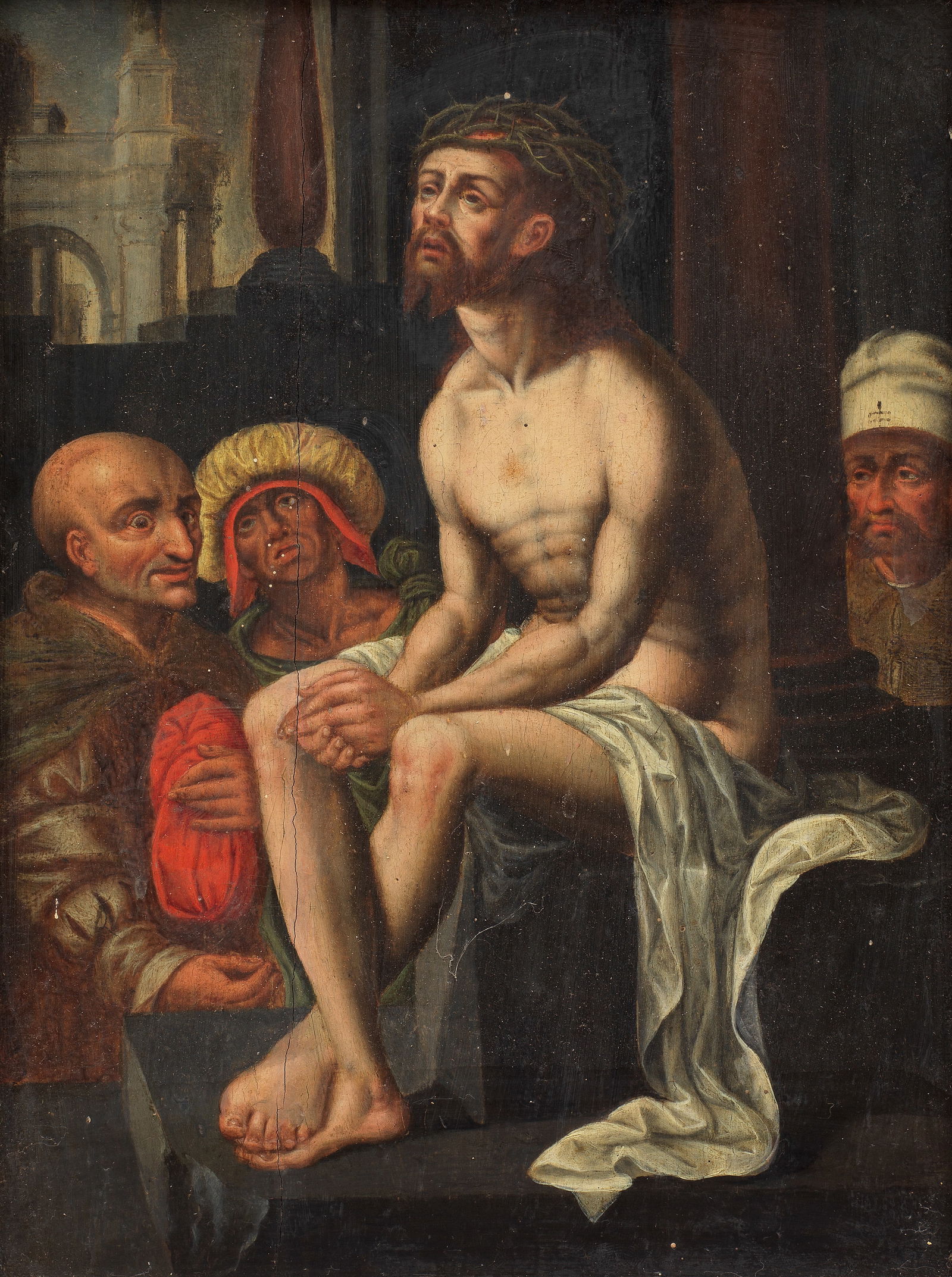After Jan Gossaert, called Mabuse, late 16th Century The Mocking of Christ: After Jan Gossaert, called Mabuse, late 16th Century The Mocking of Christ oil on panel 24.3 x 17.4cm (9 9/16 x 6 7/8in). Footnotes: Provenance Private Collection, The Netherlands for