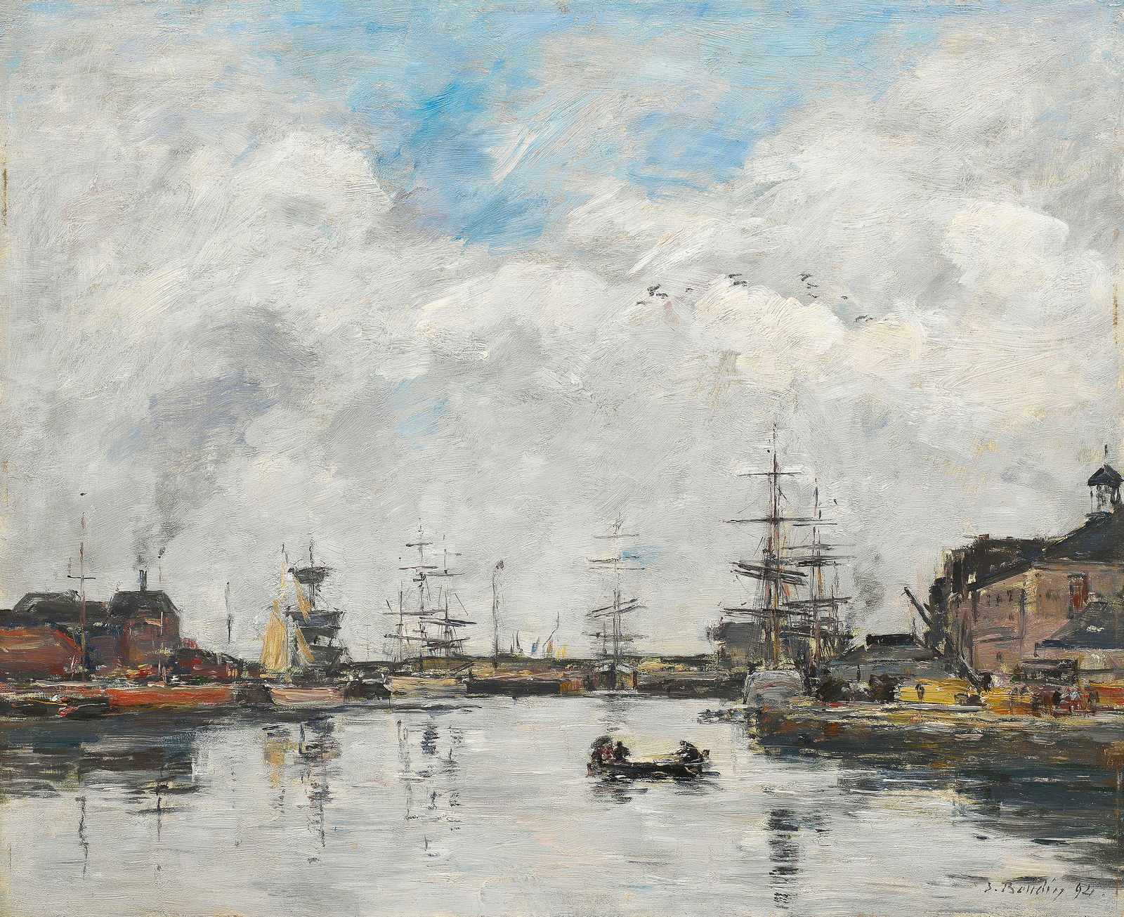 EUGÈNE BOUDIN (1824-1898) Le Havre. Le bassin de la barre (Painted in 1894): EUGÈNE BOUDIN (1824-1898) Le Havre. Le bassin de la barre signed and dated 'E. Boudin 94.' (lower right) oil on panel 37.4 x 45.9cm (14 3/4 x 18 1/16in). Painted in 1894 Footnotes:</