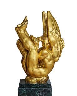 Donald De Lue (1897-1988) Icarus 30 in. (76.2 cm.) high, on a 32 1/2 in. high marble base (Model...: Donald De Lue (1897-1988)Icarus inscribed, dated, numbered and inscribed with foundry mark 'De Lue / SC 1934 © 1987 11/12 TX' (on the base)gilded bronze30 in. (76.2 cm.) high, on a 32 1/2 in.