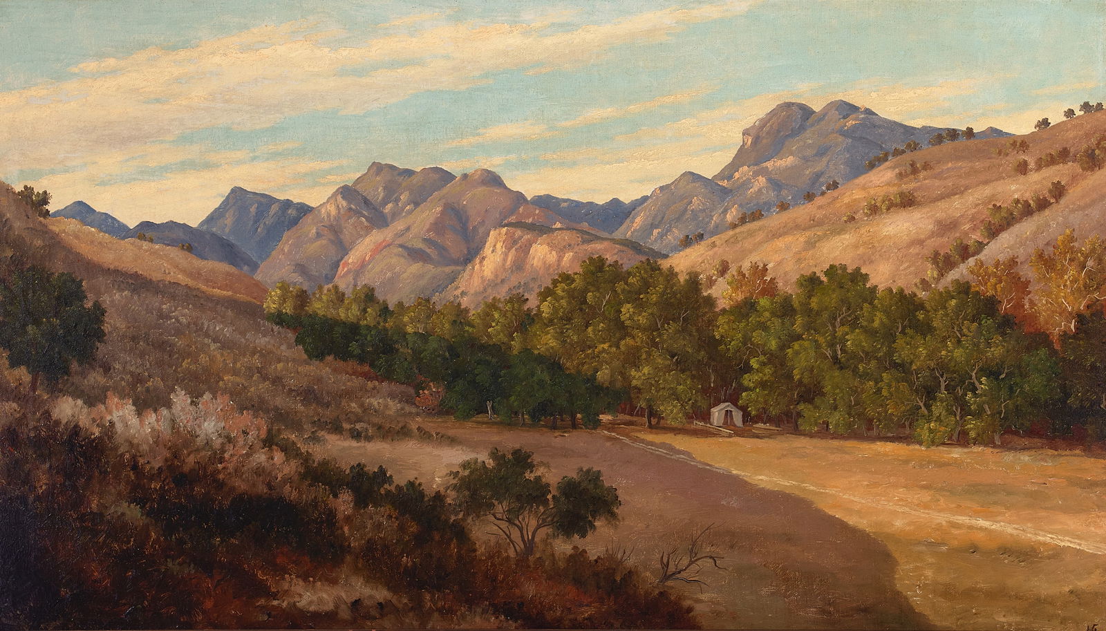 Henry Chapman Ford (1828-1894) Tecolote Canyon (Santa Barbara)  17 1/4 x 29 3/4 in. framed 23 x ... (1 of 2)