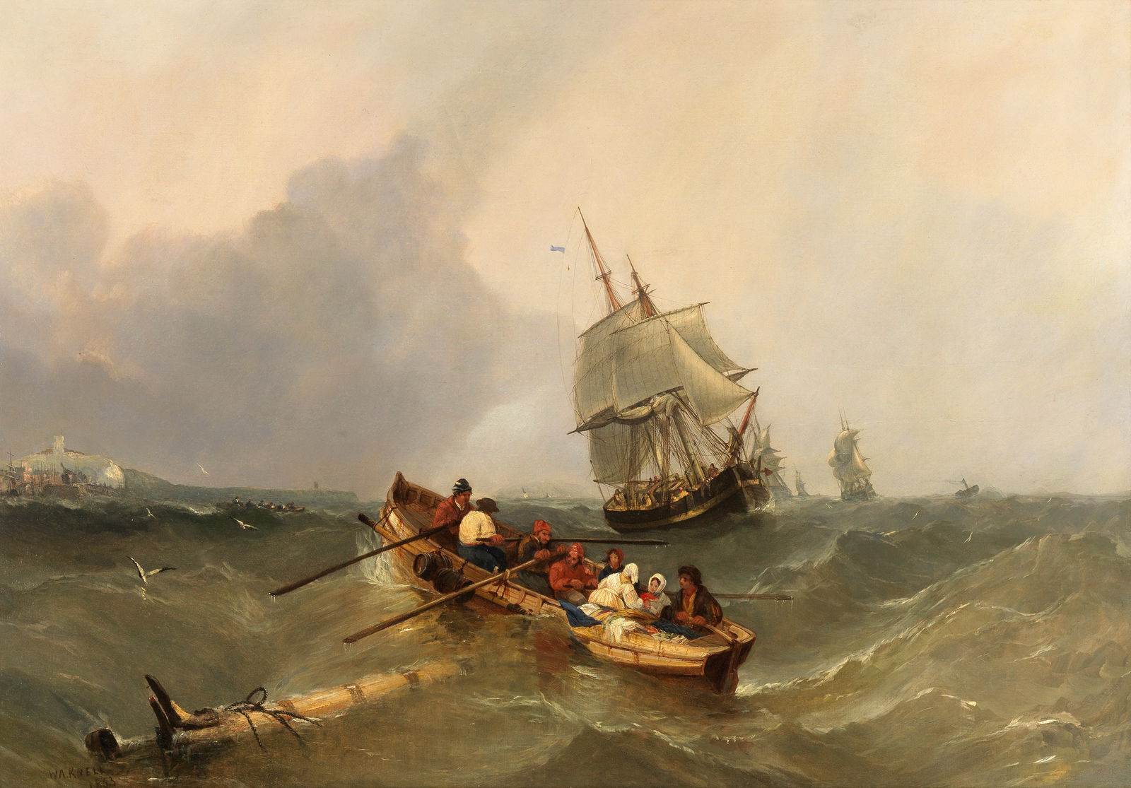 William Adolphus Knell (British, 1802-1875) Rowing out to the fleet in a choppy sea (1 of 1)