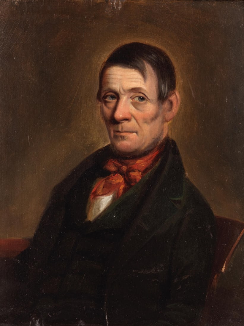 John Hunter Thompson (British, 1808-1890) Self-portrait: John Hunter Thompson (British, 1808-1890) Self-portrait signed and dated 'John H Thompson Pinxt/1859' (on the reverse) oil on panel 31 x 25.5cm (12 3/16 x 10 1/16in). Footnotes: John Hunter Thompson (