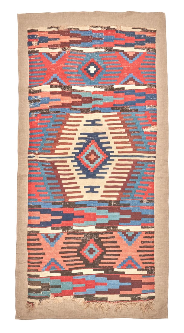 Early Shahsavan Kilim Fragment Iran 3 ft. 3 in. x 6 ft. 7 in. (1 of 3)