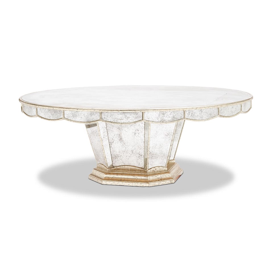 AN ERIKA BRUNSON DESIGNED MIRRORED AND GILTWOOD CIRCULAR DINING TABLE (1 of 2)
