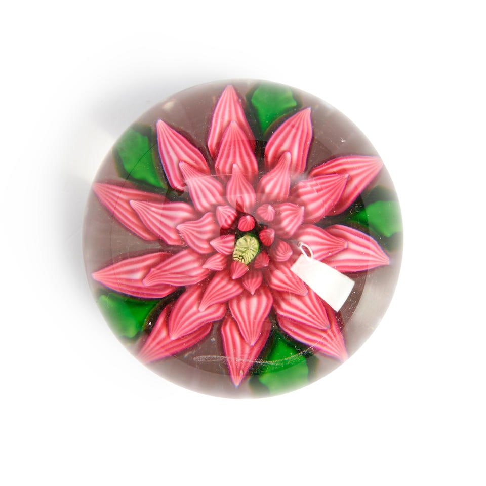 ST. LOUIS DAHLIA GLASS PAPERWEIGHT, France, ht. 2, dia. 2 1/2 in.: ST. LOUIS DAHLIA GLASS PAPERWEIGHT, France, ht. 2, dia. 2 1/2 in. For further information on this lot please visit Bonhams.com For further information about this lot please