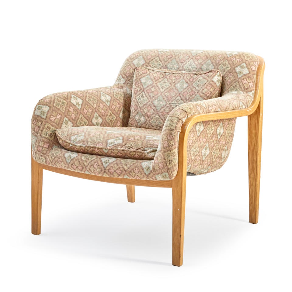 BILL STEPHENS (1932-2007) FOR KNOLL INTERNATIONAL 1300 SERIES LOUNGE CHAIR, United States, desig...: BILL STEPHENS (1932-2007) FOR KNOLL INTERNATIONAL 1300 SERIES LOUNGE CHAIR, United States, designed c. 1965, c. 1980 production, teak, upholstery, Knoll paper label dated September 1980, ht. 28 3/4, s