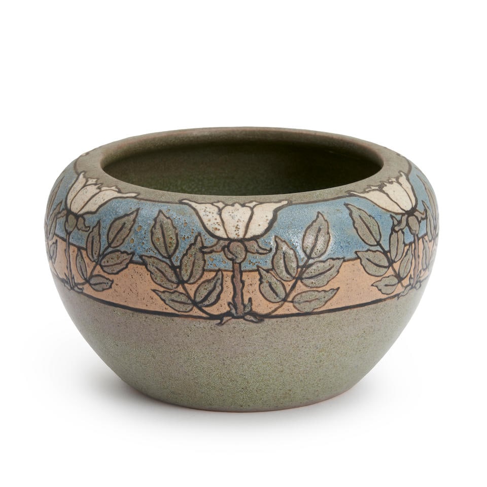 PAUL REVERE POTTERY SATURDAY EVENING GIRLS BOWL, Boston, Massachusetts, c. 1910, illegible date ... (1 of 1)