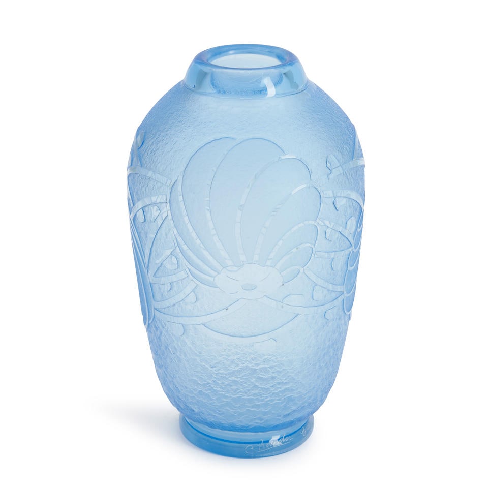CHARLES SCHNEIDER LE VERRE FRANCAIS ART DECO ACID-ETCHED GLASS VASE, Epinay-sur-Seine, France, c... (1 of 4)
