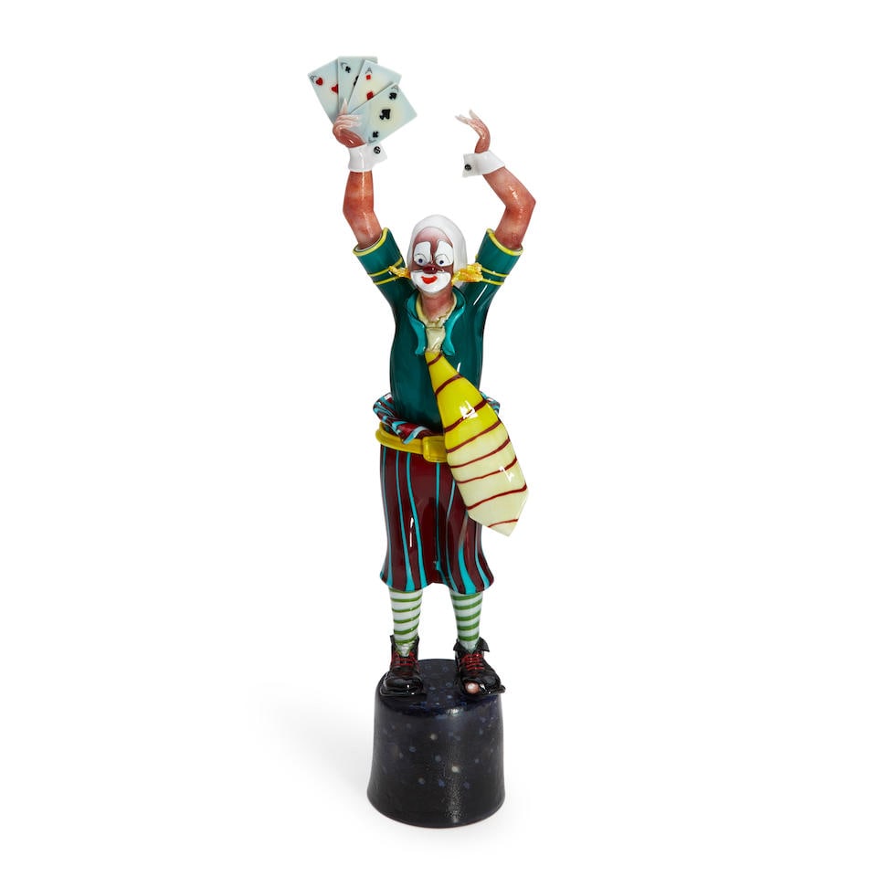 PINO SIGNORETTO (1944-2017) MURANO GLASS CLOWN, Italy, early 21st century, holding four removabl... (1 of 4)