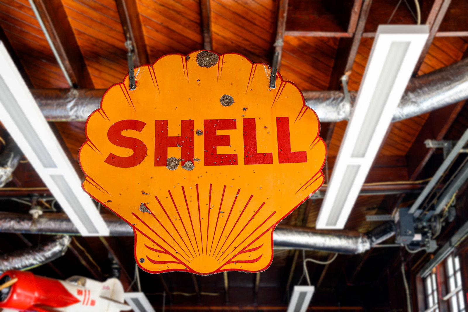 A Large Format Double-Sided Shell Oil Sign (1 of 2)