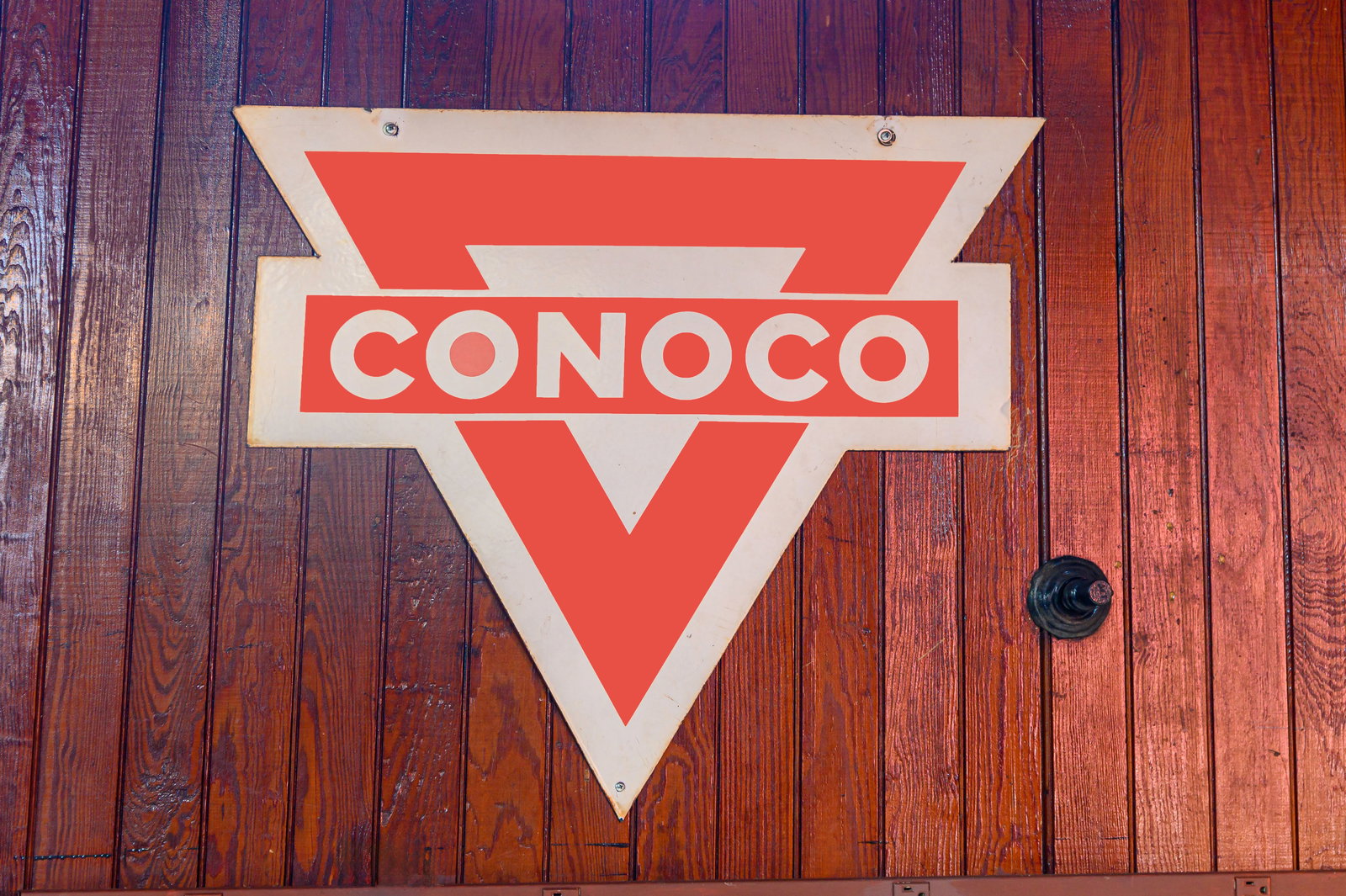 A Conoco Enamel Sign in Red and White (1 of 1)