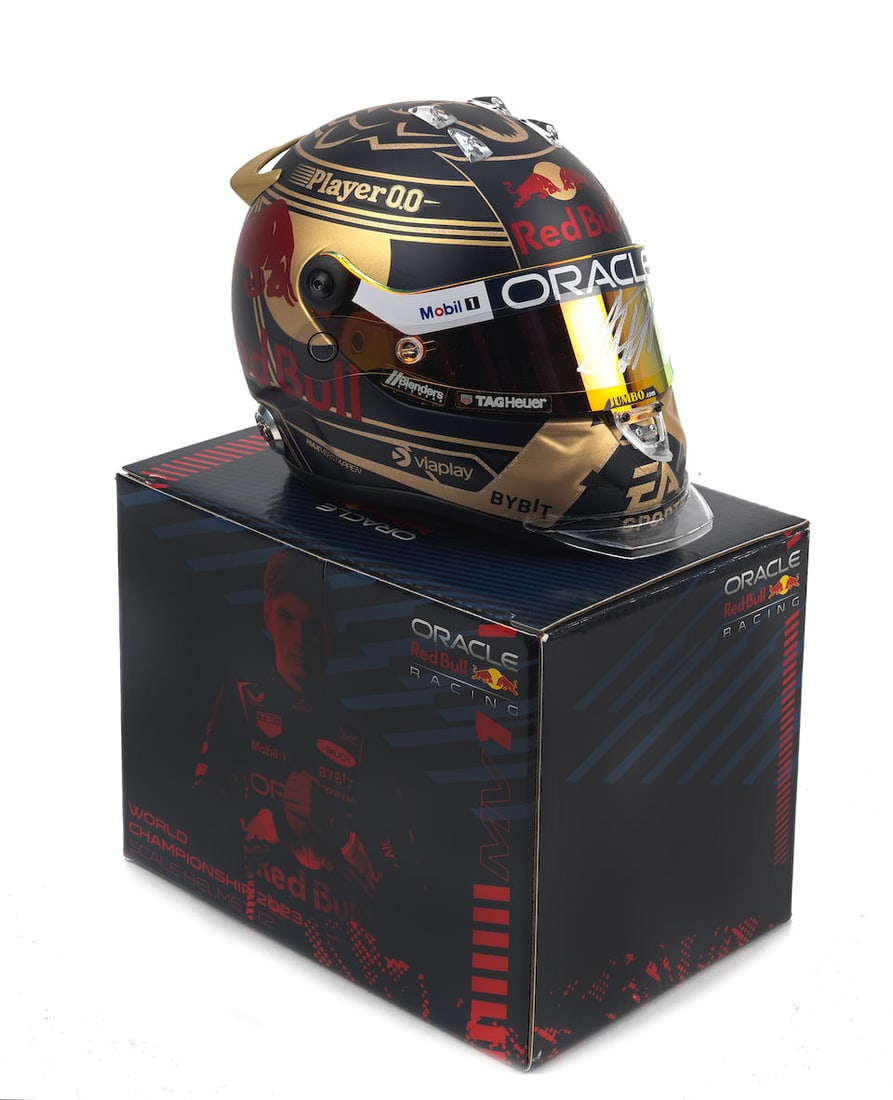 An signed official Max Verstappen three time F1 Champion 2023 1/2 scale helmet, (1 of 1)