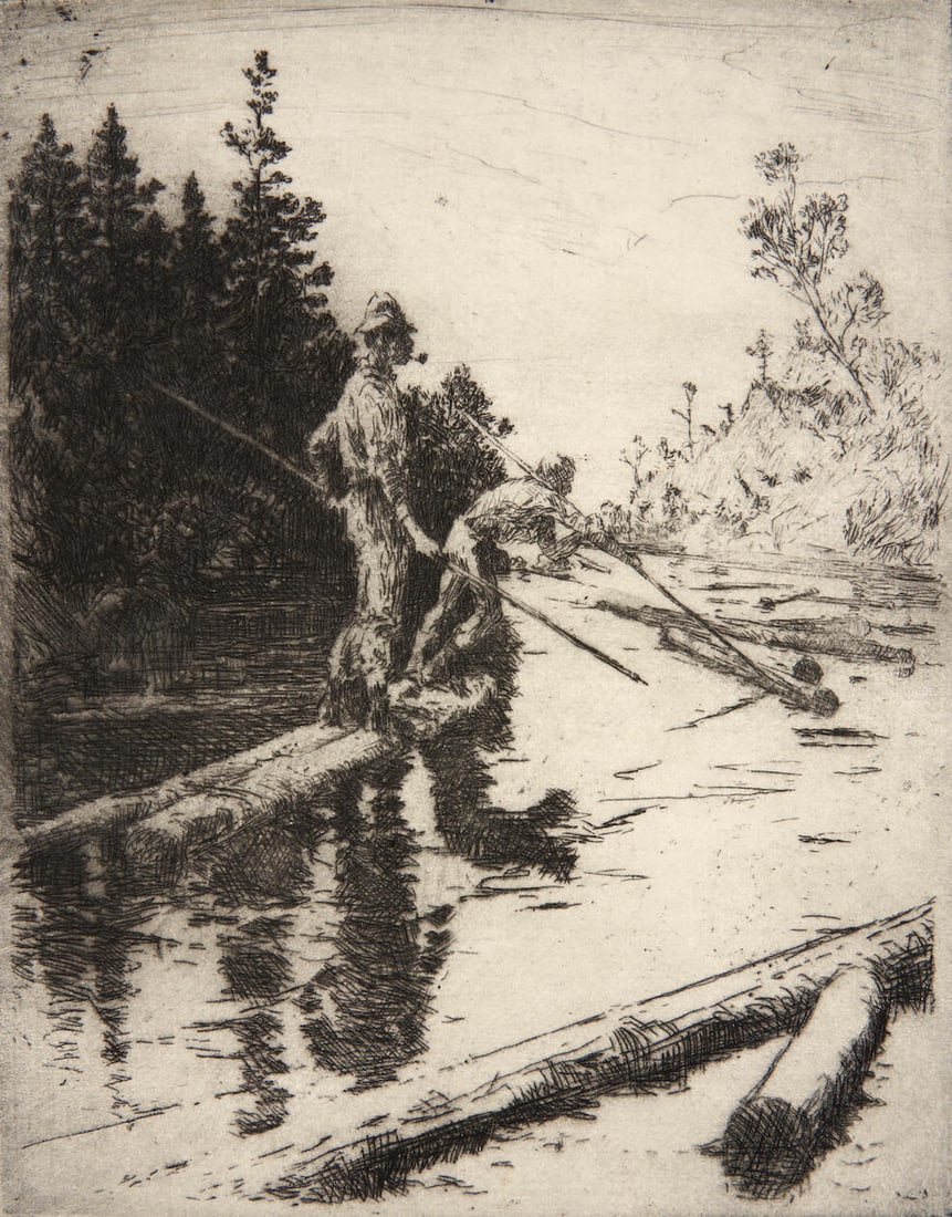 Frank Weston Benson (American, 1862-1951); River Drivers; (1 of 3)