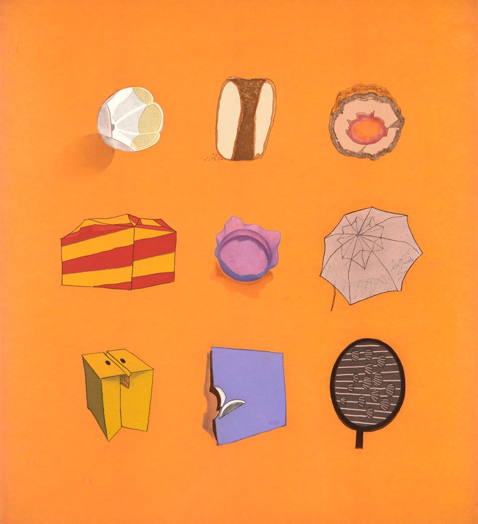 Gay Outlaw (American, born 1959); 3X3;: Gay Outlaw (American, born 1959) 3X3, 2019 Color soft ground etching with aquatint and drypoint on gampi chine collé; initialed and dated 'GO '19' in pencil lower right and numbered '6/20' in pen