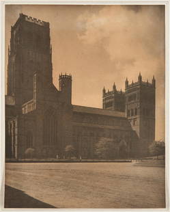 Frederick Henry Evans (1853-1943); Durham Cathedral, from the Close;: Frederick Henry Evans (1853-1943) Durham Cathedral, from the Close, c. 1900 Platinum print; 'FHE' monogram dry stamp lower right on the mount; mounted. 9 1/2 x 7 1/2 in. (24.3 x 19.2 cm) mount 18 1/2