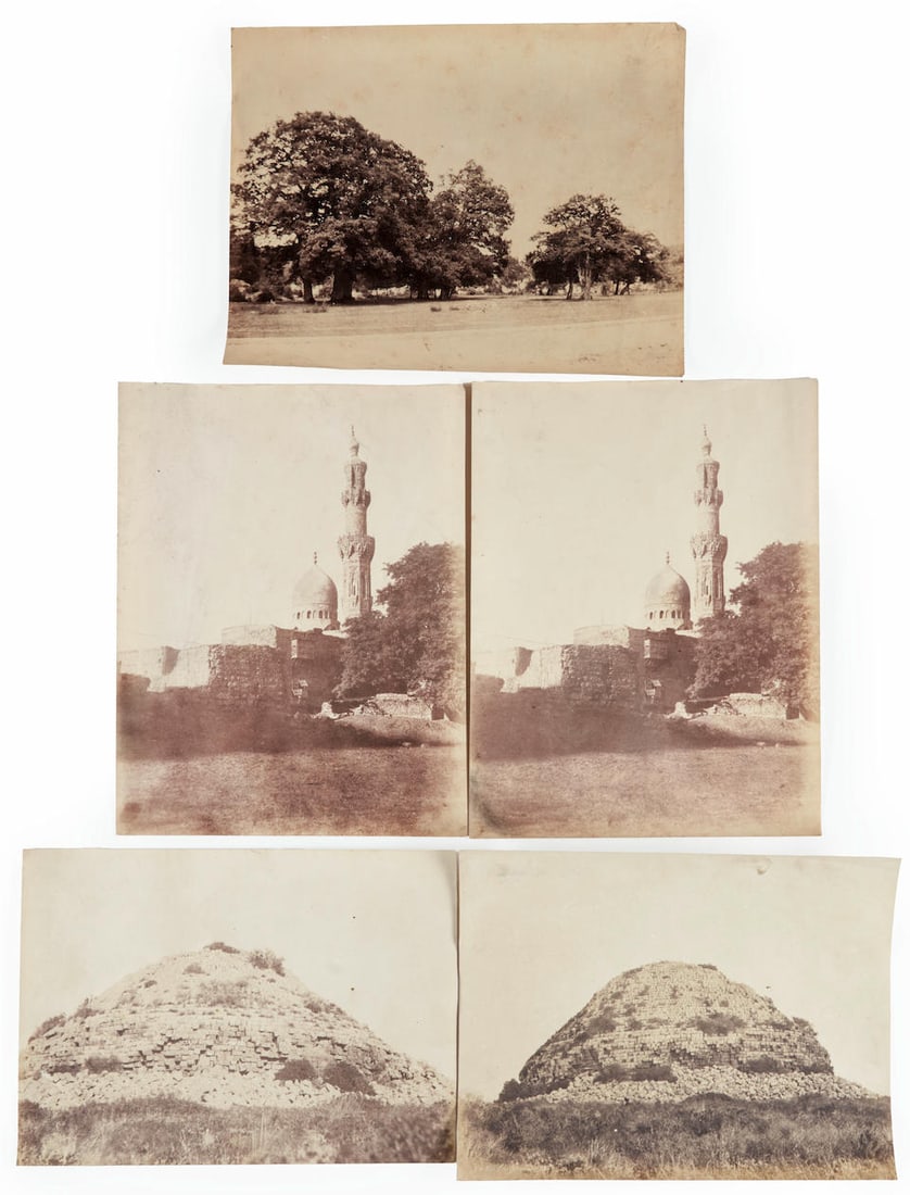John Beasley Greene (1832-1856); Select views; (5): John Beasley Greene (1832-1856) Select views, 1852-56 Five salt prints including Forêt de Fontainebleau, 1852; two views of Boulaq, mosque fortifée, 1854; and two views of Tombeau de la Chr&