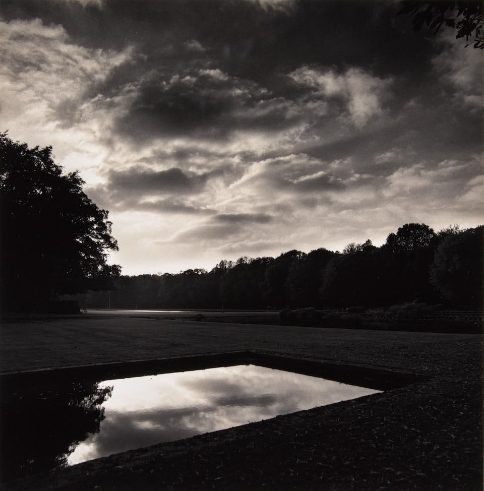 Michael Kenna (born 1953); Mirror Basin, Courances, France;: Michael Kenna (born 1953) Mirror Basin, Courances, France, 1995 Gelatin silver print, printed 1998; numbered, signed, and dated '24/45...Michael Kenna 1995' in pencil on the mount and titled, signed,