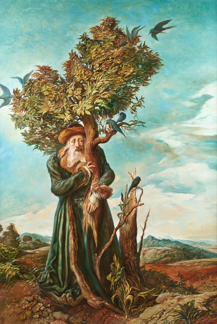 SAMUEL BAK (Israeli/American, born 1933) The Wanderer II (framed 139.7 x 99.0 x 6.4 cm (55 x 39 ...: SAMUEL BAK (Israeli/American, born 1933) The Wanderer II signed and dated 'BAK / 1968 / 1996' (lower left); titled in an inscription (on the stretcher) and on a label from Pucker Gallery, Boston (affi