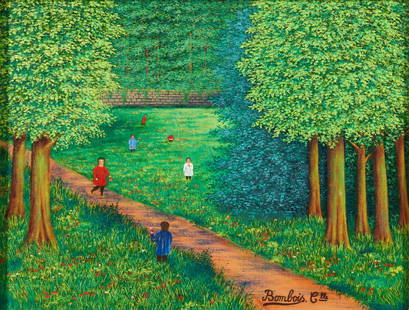 CAMILLE BOMBOIS (French, 1883-1970) Children in the Park (framed 38.3 x 46.0 x 4.5 cm (15 x 18 1...: CAMILLE BOMBOIS (French, 1883-1970) Children in the Park signed 'Bombois. Clle' (lower right) oil on canvas 27.0 x 35.0 cm (10 5/8 x 13 3/4 in). framed 38.3 x 46.0 x 4.5 cm (15 x 18 1/8 x 2 in). Foot
