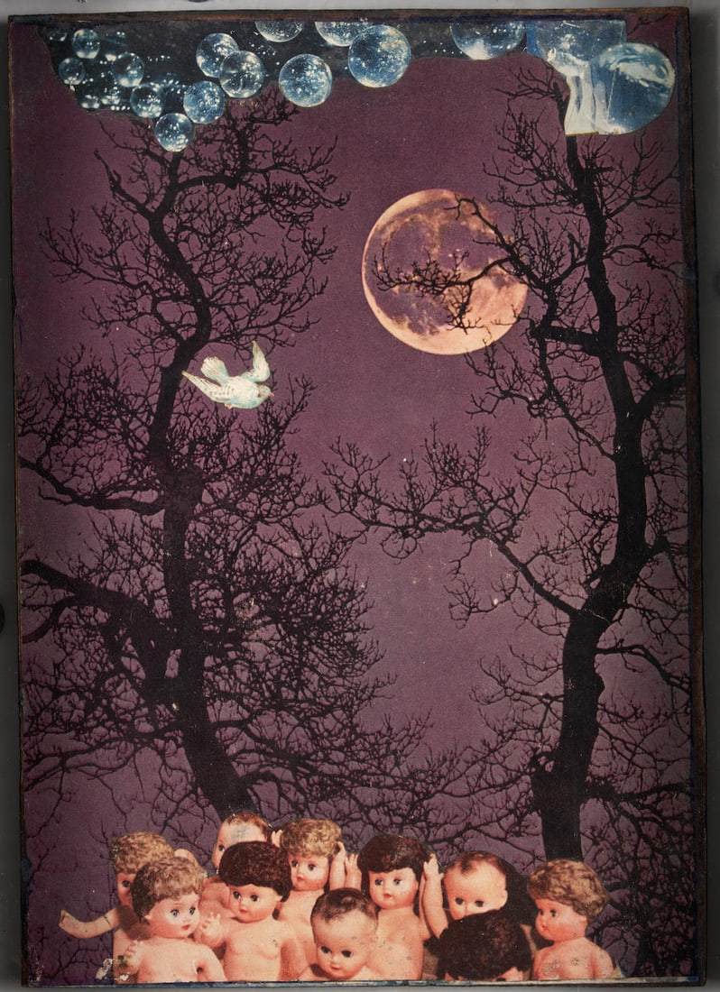 JOSEPH CORNELL (1903-1972) Untitled (framed 36.8 x 31.1 x 6.3 cm (15 1/4 x 12 1/4 x 2 1/2 in).): JOSEPH CORNELL (1903-1972) Untitled unsigned mixed media collage on board 27.9 x 19.7 cm (11 x 7 3/4 in). framed 36.8 x 31.1 x 6.3 cm (15 1/4 x 12 1/4 x 2 1/2 in). Footnotes: Provenance Betty Voorh