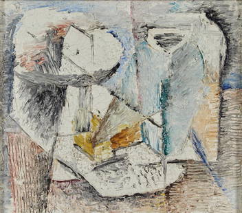 JOHN FERREN (American, 1905-1970) Untitled (framed 38.0 x 42.0 3.2 cm (15 x 16 1/2 x 1 1/4 in).): JOHN FERREN (American, 1905-1970) Untitled signed and dated 'Ferren 37' (on the reverse); inscribed and dated 'John Ferren 1937' (on the stretcher) oil on canvas 29.0 x 33.0 cm (11 7/16 x 13 in). fram