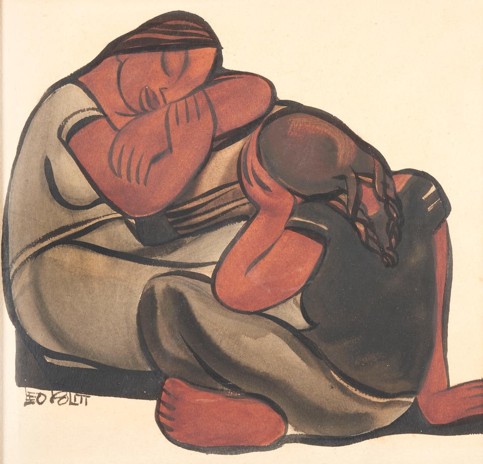 LEO POLITI (American, 1908-1996) Two Seated Women (framed 48.0 x 49.5 x 2.0 cm (18 7/8 x 19 1/2 ... (1 of 4)